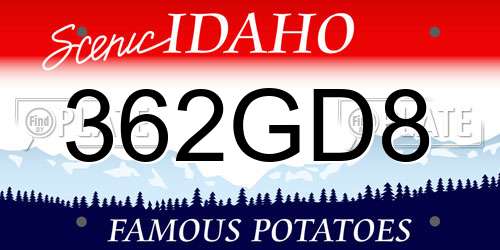 362GD8 Idaho License Plate