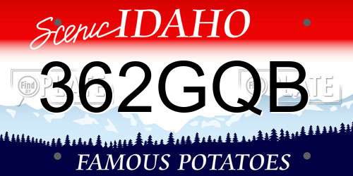 362GQB Idaho License Plate