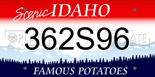362S96 Idaho License Plate