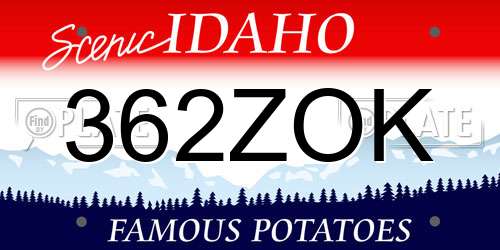 362ZOK Idaho License Plate