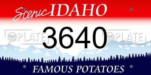 3640 Idaho License Plate