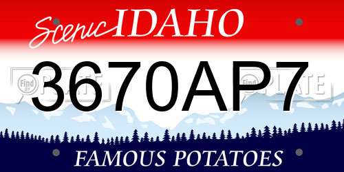 3670AP7 Idaho License Plate
