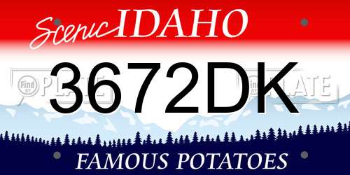 3672DK Idaho License Plate