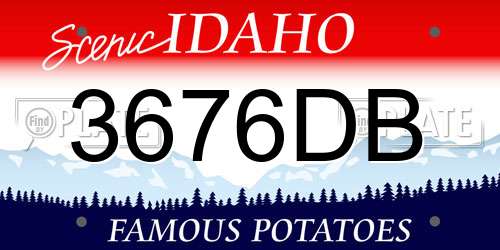 3676DB Idaho License Plate