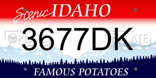 3677DK Idaho License Plate