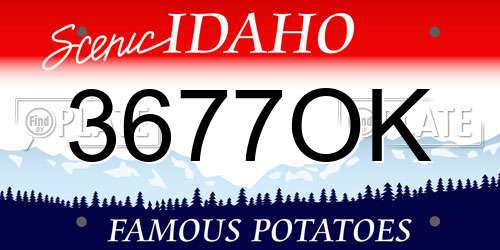 3677OK Idaho License Plate