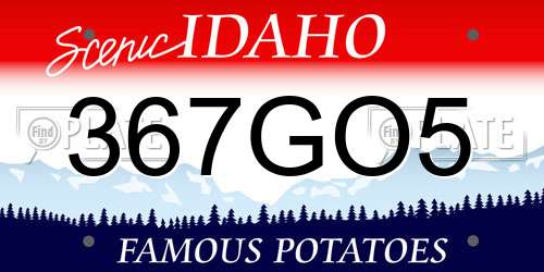 367GO5 Idaho License Plate