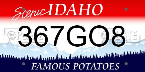 367GO8 Idaho License Plate