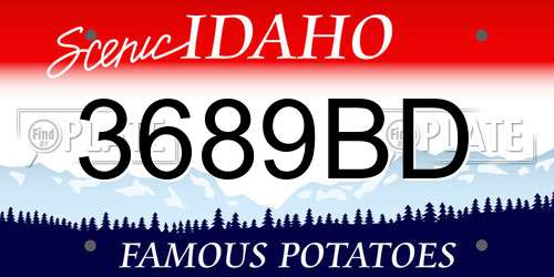 3689BD Idaho License Plate