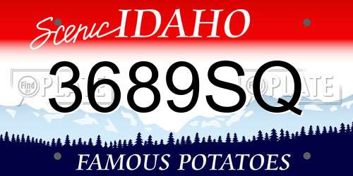 3689SQ Idaho License Plate