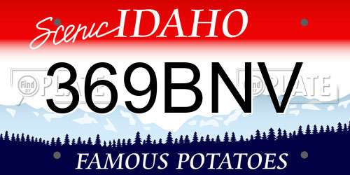 369BNV Idaho License Plate