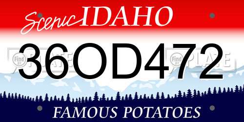36OD472 Idaho License Plate