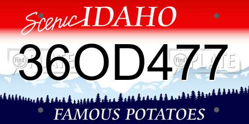 36OD477 Idaho License Plate