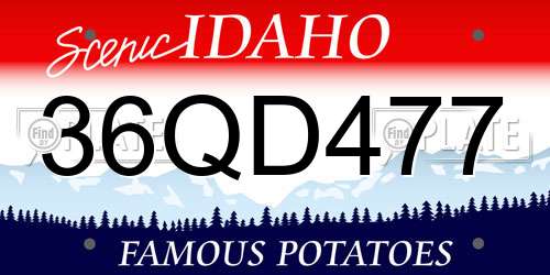 36QD477 Idaho License Plate