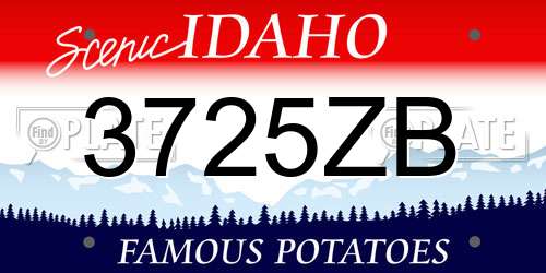 3725ZB Idaho License Plate