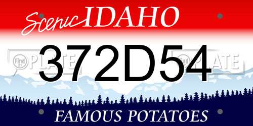 372D54 Idaho License Plate