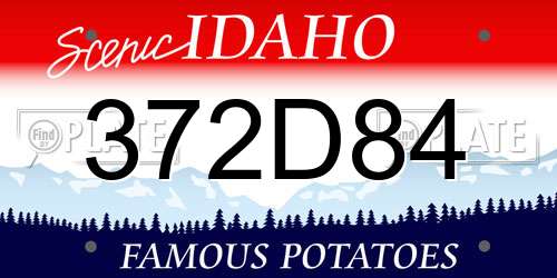 372D84 Idaho License Plate