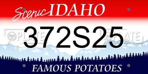 372S25 Idaho License Plate