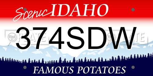 374SDW Idaho License Plate