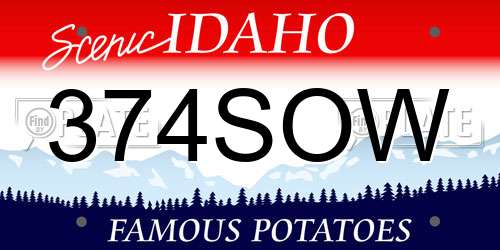 374SOW Idaho License Plate