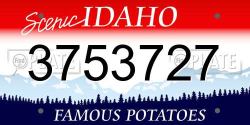 3753727 Idaho License Plate