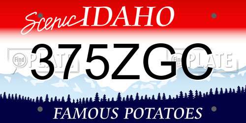375ZGC Idaho License Plate