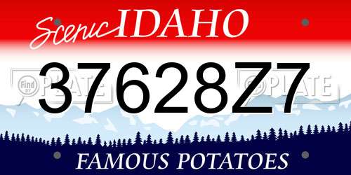 37628Z7 Idaho License Plate