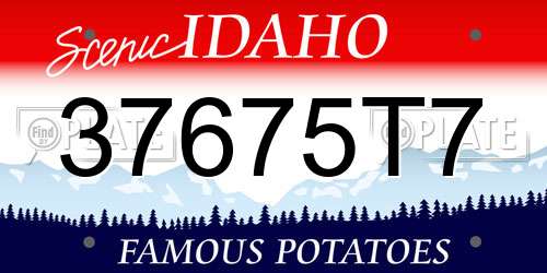 37675T7 Idaho License Plate
