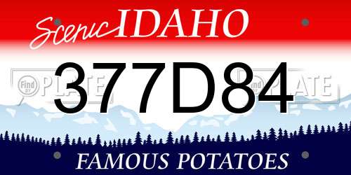 377D84 Idaho License Plate
