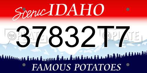 37832T7 Idaho License Plate