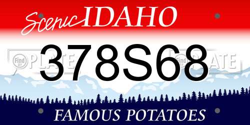 378S68 Idaho License Plate