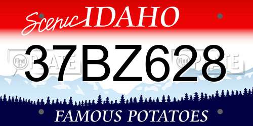 37BZ628 Idaho License Plate