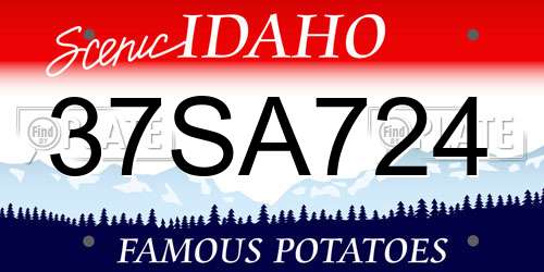 37SA724 Idaho License Plate