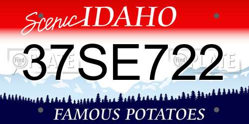 37SE722 Idaho License Plate