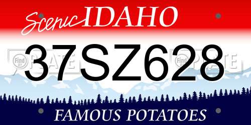37SZ628 Idaho License Plate
