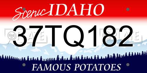 37TQ182 Idaho License Plate