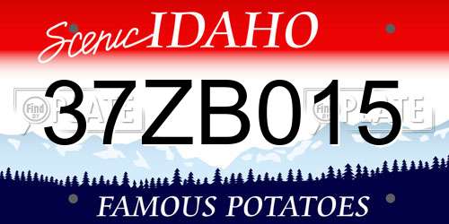 37ZB015 Idaho License Plate