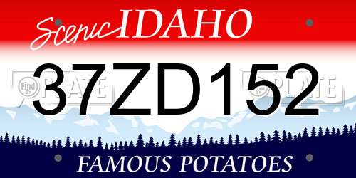 37ZD152 Idaho License Plate