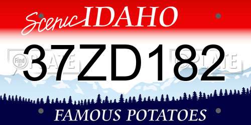 37ZD182 Idaho License Plate