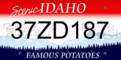37ZD187 Idaho License Plate