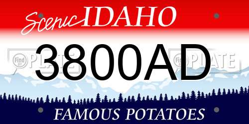 3800AD Idaho License Plate