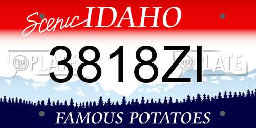 3818ZI Idaho License Plate