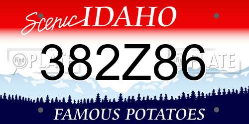 382Z86 Idaho License Plate