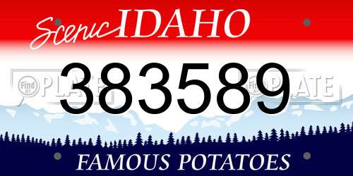 383589 Idaho License Plate