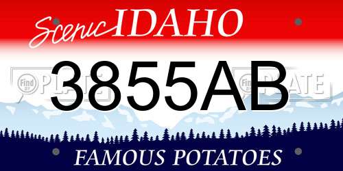 3855AB Idaho License Plate