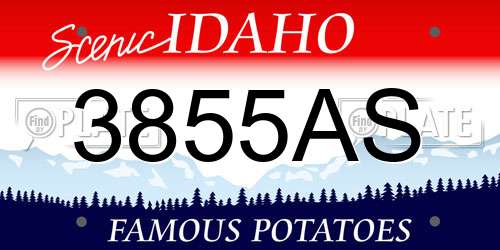 3855AS Idaho License Plate