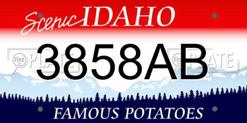 3858AB Idaho License Plate