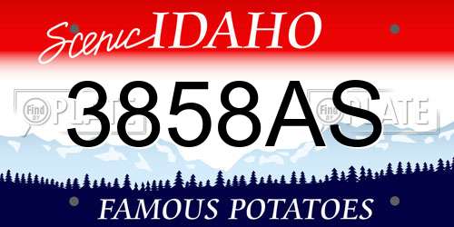 3858AS Idaho License Plate