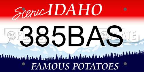 385BAS Idaho License Plate