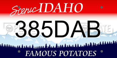 385DAB Idaho License Plate